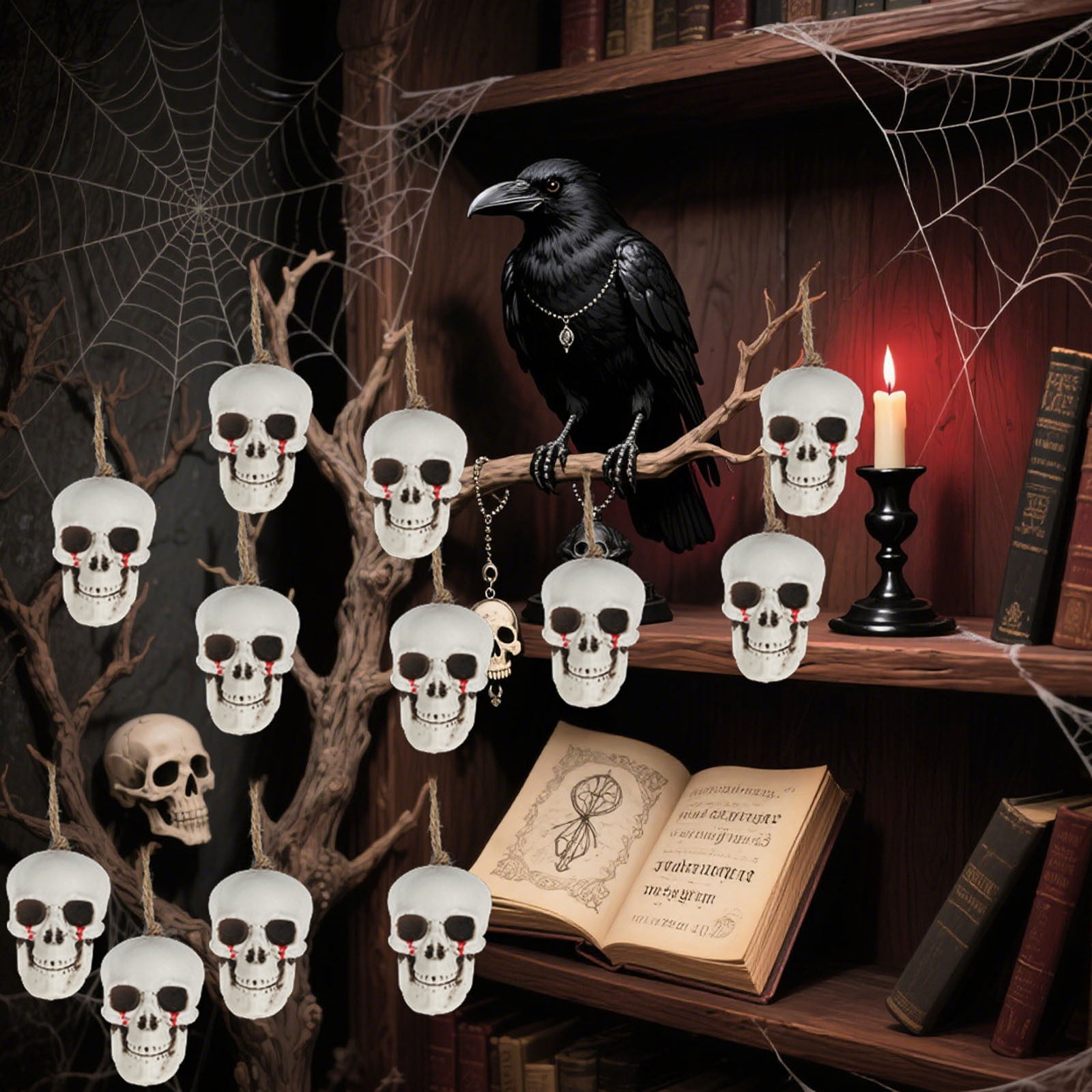 kcavykas Halloween Bloody Skull Hanging Pendant Set – 10pcs Realistic ...