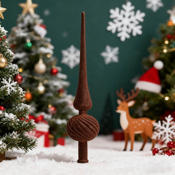 kcavykas Outdoor Christmas Decorations Christmas Tree Topper Star Plastic Flocked Long Pointed Gourd Design Christmas Tree Top Decoration Ornament Festive Craft Prop for Party Decor