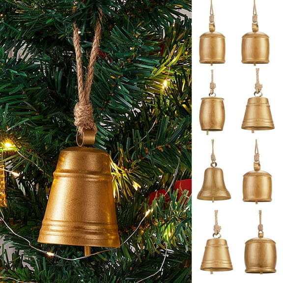 kcavykas Savings Christmas Hanging Metal Bell Decoration Rustic Brass Cowbell on Rope Vintage Holiday Ornament for Seasonal Home Party or Tree Display Dcor Time-Limited Price Slashes & Steals