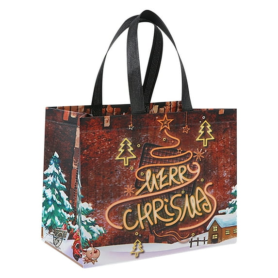 kcavykas Christmas Reusable Gift Bags Nonwoven Tote Bags Holiday Shopping and Party Wrap Supplies 32x25x17cm 2 Pack