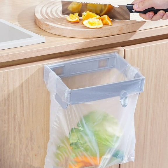 kcavykas Wall-Mounted Foldable Garbage Bag Holder No-Drill Household Trash Rack Non-Perforated Foldable Waste Bin Hanger Kitchen and Bathroom Organizer