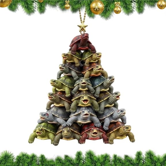kcavykas Sea Turtle Christmas Tree Ornament, Hangable Acrylic Pendant for Window, Door, Wall, or Garden, Festive Holiday Decor, Fade-Resistant, 3.94in, Gift for Family & Friends