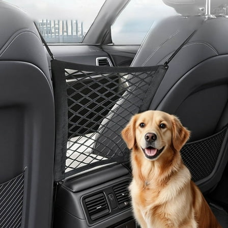 kcavykas Stretchable Mesh Car Barrier for Dogs and Kids – Backseat Pet Net Organizer, Universal Fit for Cars SUVs Trucks, Easy Install, Safety Divider
