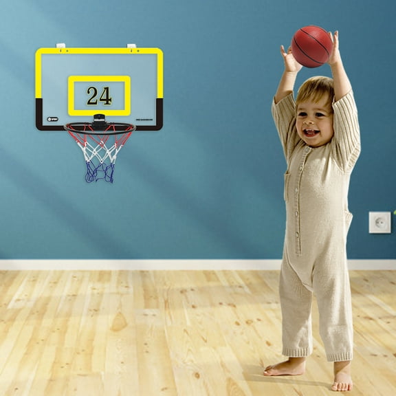 kcavykas Toys for Ages 2-4 2024 Transparent Hanging Door Basketball Board Punch-free Basketball Backboard With 1 Basket Net 4 Hook 1 Basketball