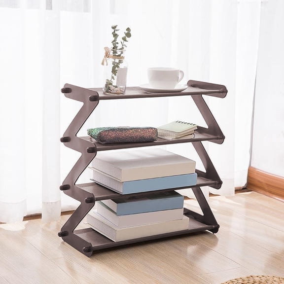 kcavykas Z Shape Shoe Rack Multi Layer Non Woven Organizer for Entryway Closet Space Saving Shoe Storage Cabinet with Easy Assembly Storage Organizer Storage Containers Coffee