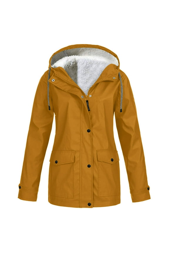 Winter Coats Jackets for Women Thick Warm Fleece Lined Parka Windproof Jackets Hooded Drawstring Button Down Outwear with Pockets