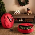 thumbnail image 1 of kchsji 2PC Christmas Wreath Storage Bag, Round Single Layer Oxford Cloth Organizer with Zipper and Window, Large Capacity Holiday Decoration Storage Bag for Seasonal Storage and Protection, 1 of 9