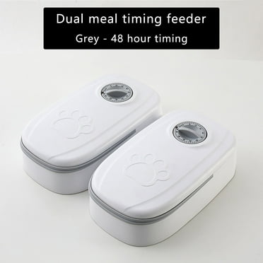 kchsji Automatic Cat Feeder and Water Dispenser 2 Meals Dog Feeder Dry and Wet Food Dispenser Timed Double Food Bowl for Cats Small Dogs