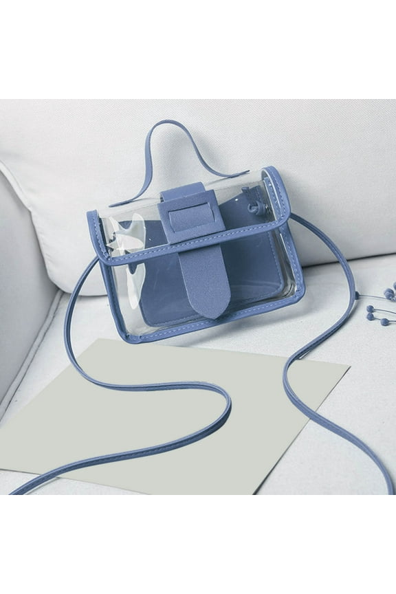 Clear Crossbody Purse, PVC Transparent Bag for Stadium Events & Concerts, Security Approved See-Through Design, Hands-Free Messenger Bag with Adjustable Strap