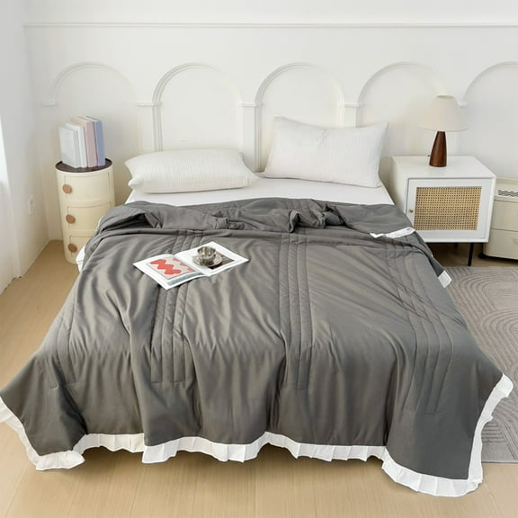 kchsji Summer Lace Quilt Lightweight, Soft Breathable Decorative Quilt, Multi-Purpose Bed Blanket for Bedroom Nap Travel, Cool Summer Comforter, Stylish Lace Design, Home Guest Room Use, Easy Wash