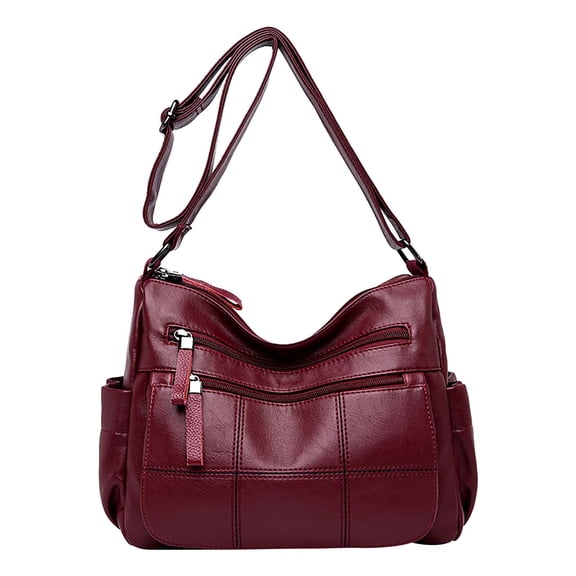 kchsji Women's Leather Crossbody Bag, Large Capacity Multi Compartment Shoulder Purse for Women, Fashion Handbag with Double Zipper for Dating Shopping Travel, Gift Idea