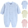 thumbnail image 1 of Pink Baby Romper Trendyborn Long Sleeve Round Neck Solid Jumpsuit Cotton Botton Down Boy Girl Outfits Soft Thin Infant Bodysuit 0-12 Months, 1 of 5