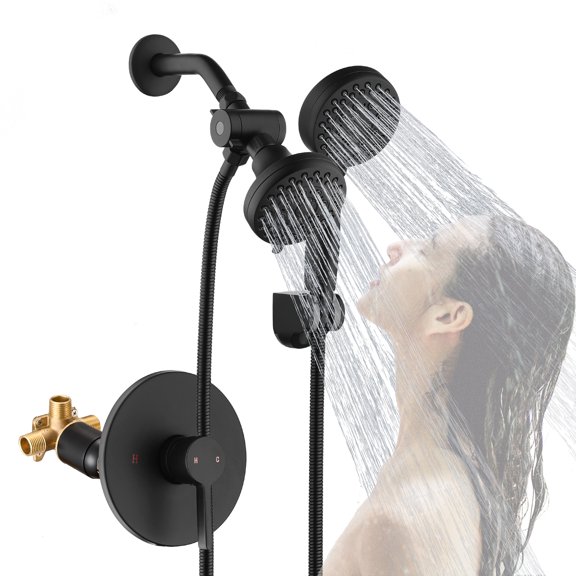 kede Luxury Dual Shower Combo,Enjoy Relaxing Rainfall Showerhead and 6-Function Hand Shower Separately or Together