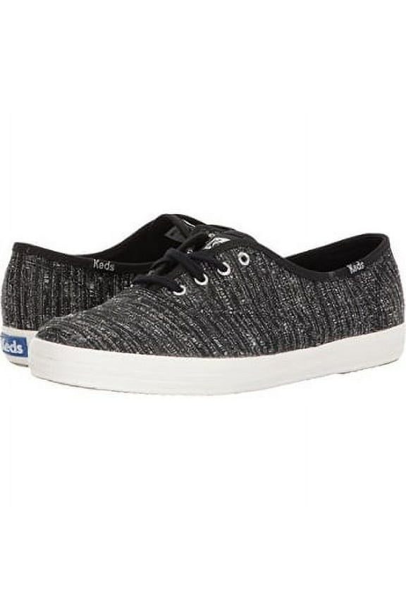 women's champion lurex stripe fashion sneaker, black, 6.5 m us