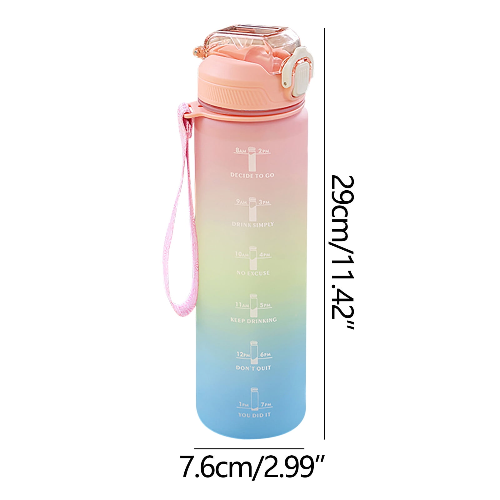 67oz Motivational Water Bottle With Times To Drink - 2000ml Leakproof, Flip Top Straw, Frosted Bottle For Gym, Office, School - View #5