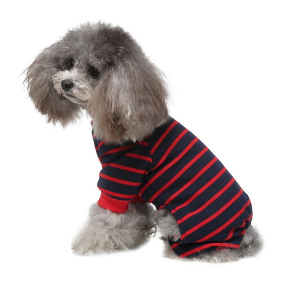 kedshhgu Female/Male Pet Dog Pajamas Stripes 4 Legged Dog pjs Jumpsuit Soft Cotton Dog Clothes