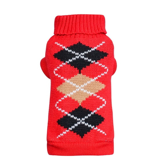 kedshhgu Pet Dog Sweaters Classic Knitwear Turtleneck Winter Warm Puppy Clothing Cute Fun Triangle Pattern Doggie Sweater