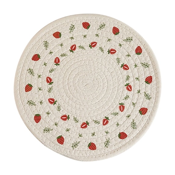 kedshhgu Round Braided Placemats Washable Fabric Heat Resistant Printed Round Table Mats for Dining Tables