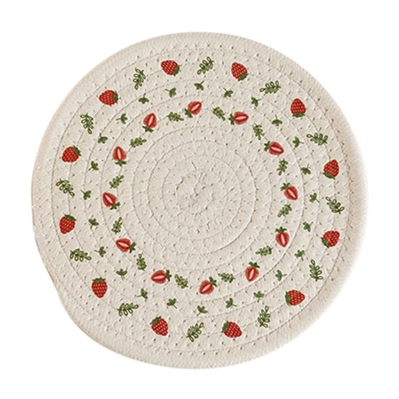 kedshhgu Round Braided Placemats Washable Fabric Heat Resistant Printed Round Table Mats for Dining Tables