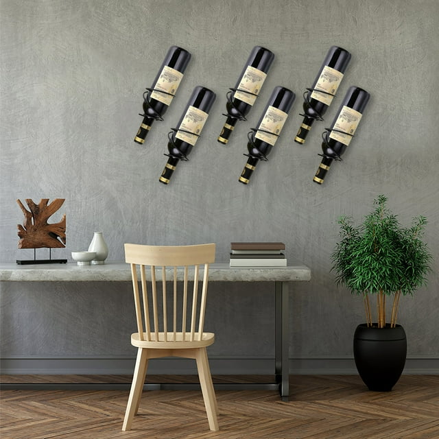 keebgyy Metal Wine Rack Bottle Holder Wall Decor Simple Bar Kitchen Wrought Iron Black Home And