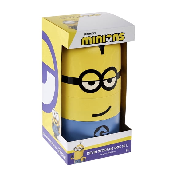 keeeper Minions Kevin Storage Bin, 20 x 20 x 38 cm, 10 L, Stackable and Easy to Open, Storage Box with Despicable Me Design