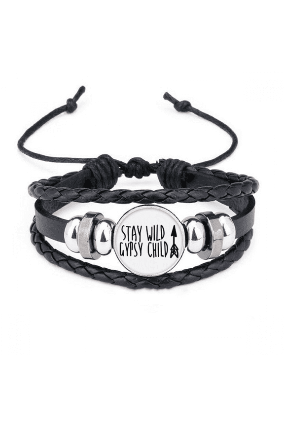 keep gypsy child quote bracelet braided leather woven wristband