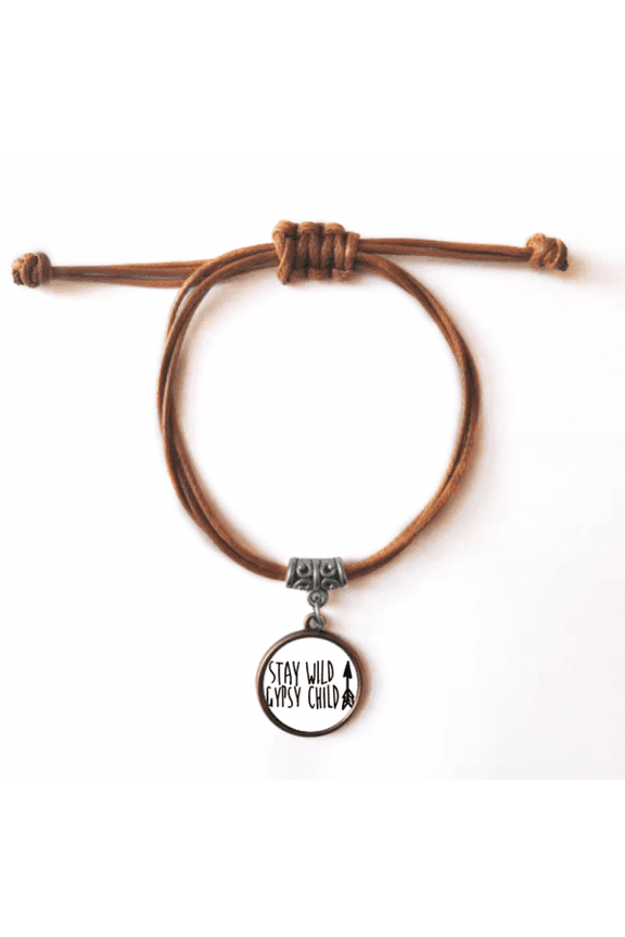 keep gypsy child quote bracelet leather hide wristband brown jewelry