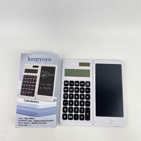 keepyoyo Calculators, Scientific Calculator, 12-Digit Calculator with Writing Tablet, Foldable Financial Calculator, LCD Dual Display Desk Calculator Pocket Calculator for School Office (White)