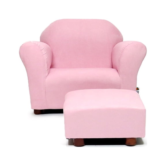 keet Roundy Glam Kids Microsuede Accent Chair with Ottoman, Pink