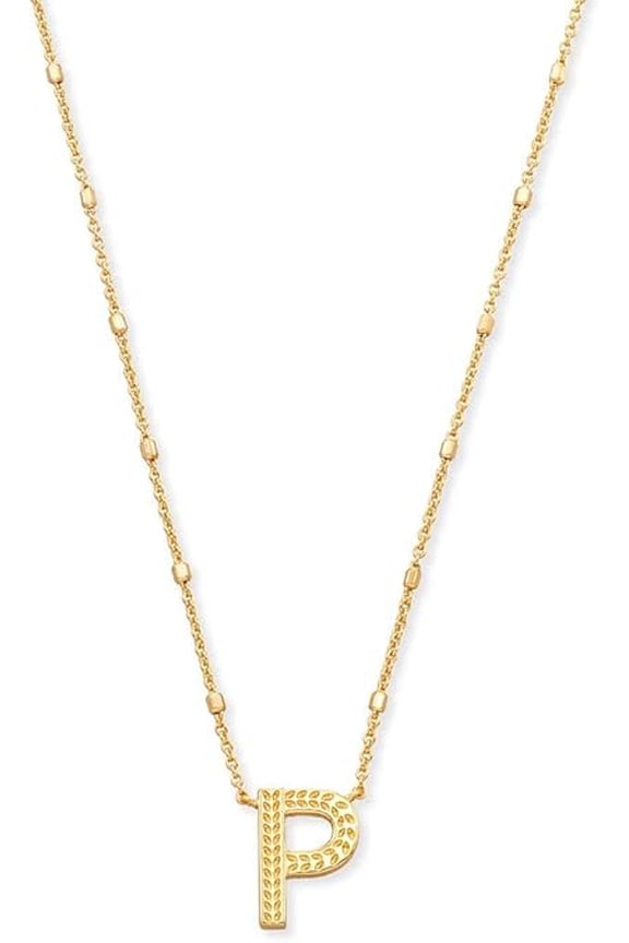 Letter P Pendant Necklace - Gold Metal