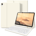 thumbnail image 1 of kenke for iPad 11/10th Gen Case with Keyboard 11/10.9 inch 2025 A16/2022, Detachable Wireless Bluetooth Keyboard Case Thin & Light with Built-in Left Side Pencil Holder, White Square Keycaps, White, 1 of 8