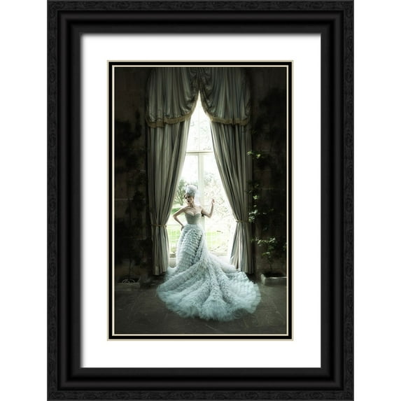 kenp 10x14 Black Ornate Wood Framed with Double Matting Museum Art Print Titled - Grey Dress