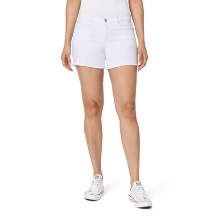 kensie Jeans for Women Mr Rivet Detail Fray Hem Short, White, 4