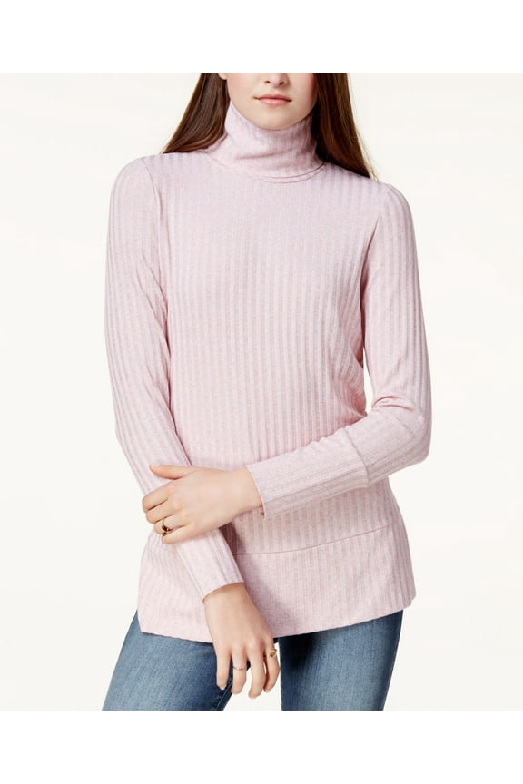 Knit Ribbed Turtleneck Sweater Womens L Pink sweater MSRP $85