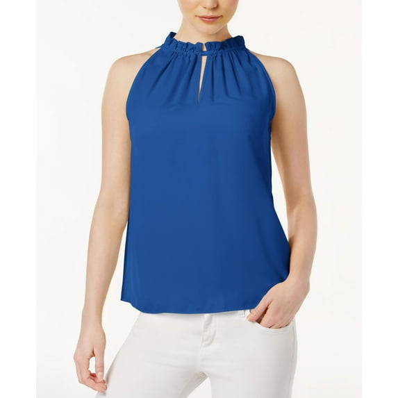 kensie Wo Luxury Crepe Top, Vivid Blue, M Womens shirt MSRP $77 Blue M