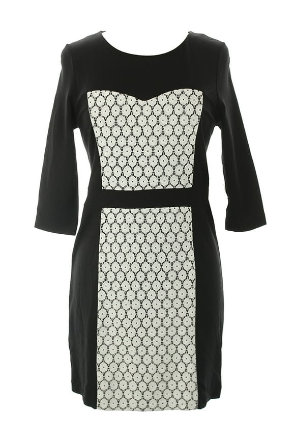 dove combo contrast /-sleeve ponte sheath dress l