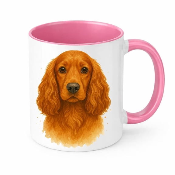 ker Spaniel Mug Brew Crew Gif White Ceramic 11 oz Watercolour Art Pink