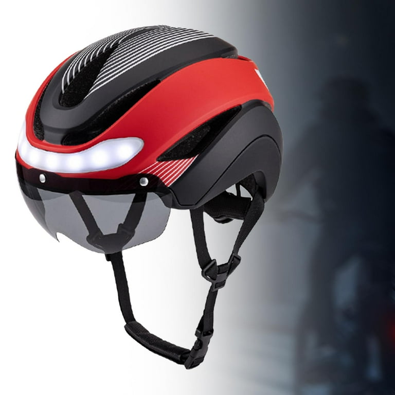 kesoto Bike Helmet with Light Shockproof Adjustable Chin Strap Breathable Sports Helmet for Adult for Climbing Biking Inline Skating Black Red Walmart