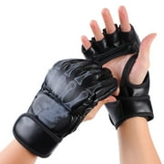 kesoto Half Finger Boxing Gloves MMA Gloves Mitts Shock Absorption Sparring Gloves Boxing Fight Gloves for Karate Fighting Black Skeleton