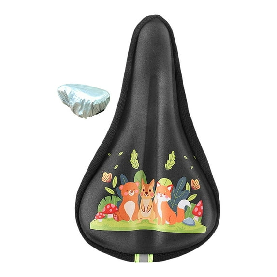 kesoto Kids Seat Cushion Cover Seat Protector Soft Small Easy to Install Black Thickened Childrens Bike Seat Cushion Animals M