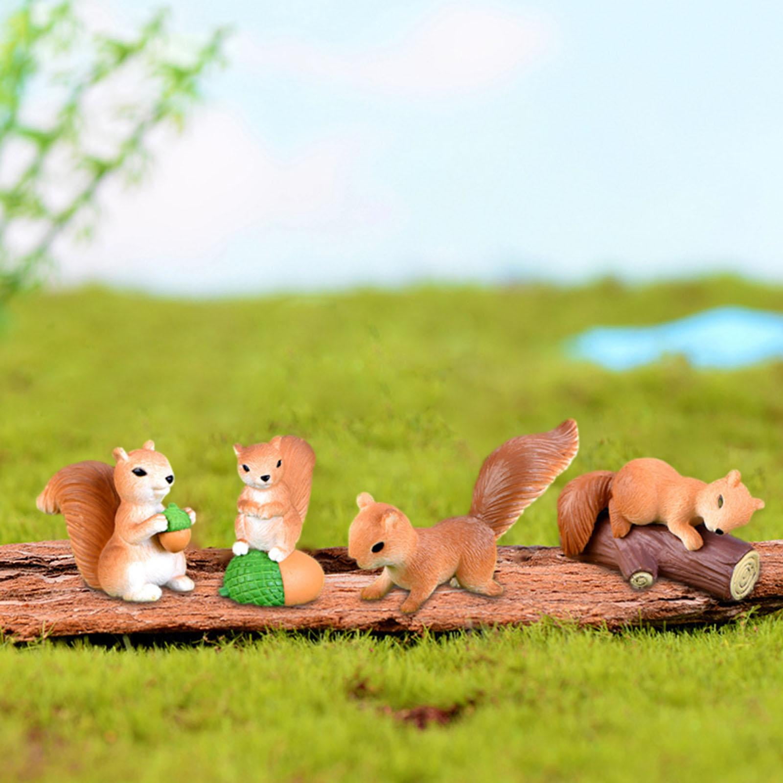 kesoto Mini Squirrel Animal Figurines Miniature Squirrel Garden Statue ...