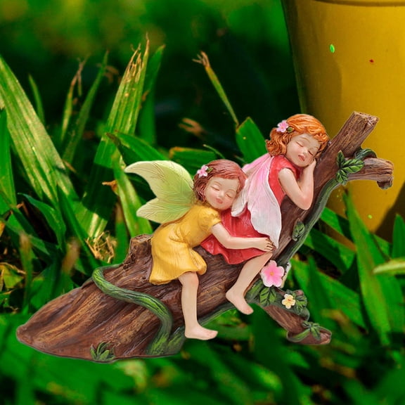 kesoto Miniature Figurines Sleeping Fairy Statue DIY Gift Landscape Ornaments Flower Pot Decoration for Dollhouse Garden