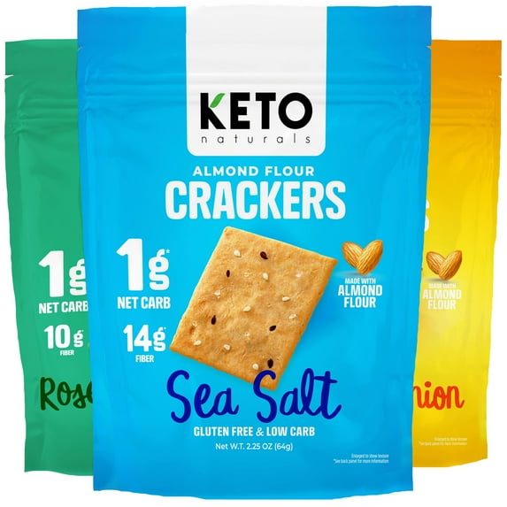 Keto Almond Flour Crackers CM31 Variety Pack - Gluten Free, Low Carb, No Sugar