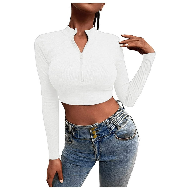  Long Sleeve Crop Top Womens Button Down Shirts Womens Turtle  Necks Long Sleeve Summer Button Down Shirts for Women Long Sleeve Tops  Women Trendy 1 Cent Stuff Clothing 0.01 Cent Items