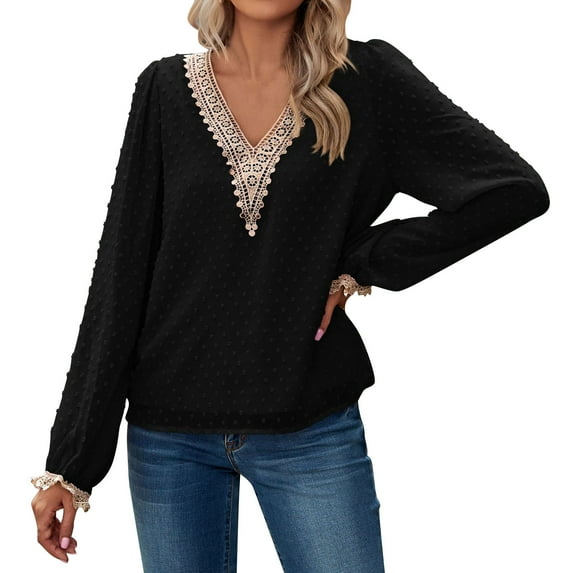 ketyyh-chn99 Black Hairy Chest Shirt Women's Long-Sleeve Crewneck Smocked T-Shirt