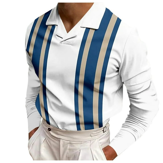 ketyyh-chn99 Blue Polo Socks For Men Mens Long Sleeve Polo Shirts Pocket Casual Solid Cotton Blend Drop Cut Collared Polo Shirts for Men