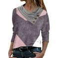 thumbnail image 1 of ketyyh-chn99 Blue T Shirt Women's Classic-Fit 100% Cotton Long-Sleeve V-Neck T-Shirt, 1 of 4