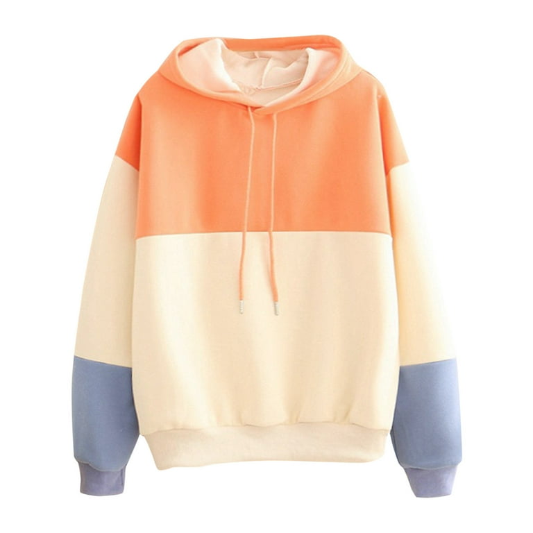 Casual College Print Patchwork Hooded Collar Tops Casual College Print Patchwork Hooded Collar Tops