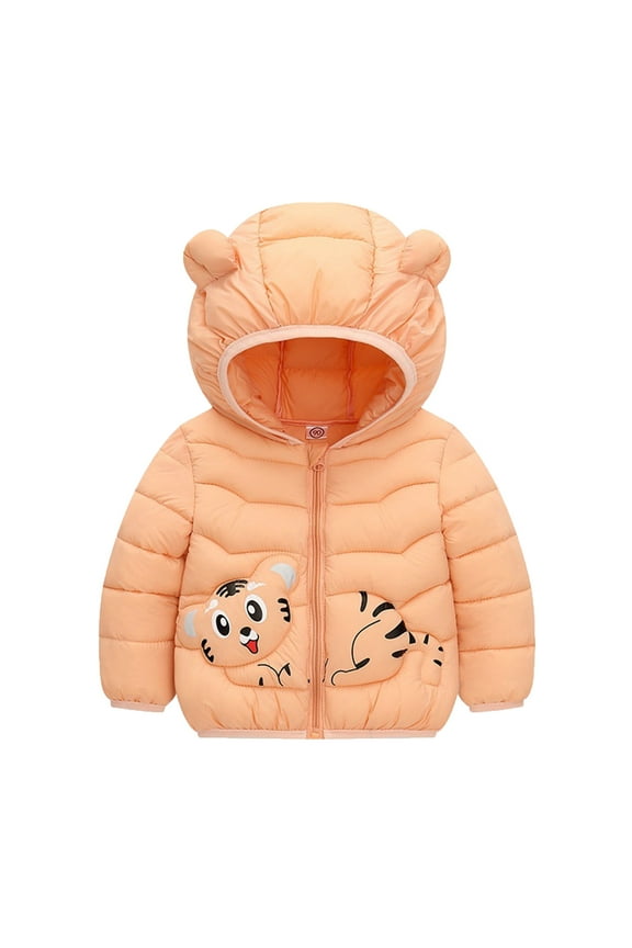 Girl Jacket Winter Coat for Girls 6x Toddler Boys Girls Winter Windproof Cartoon Tiger Prints Bear Ears Girls Small Jacket