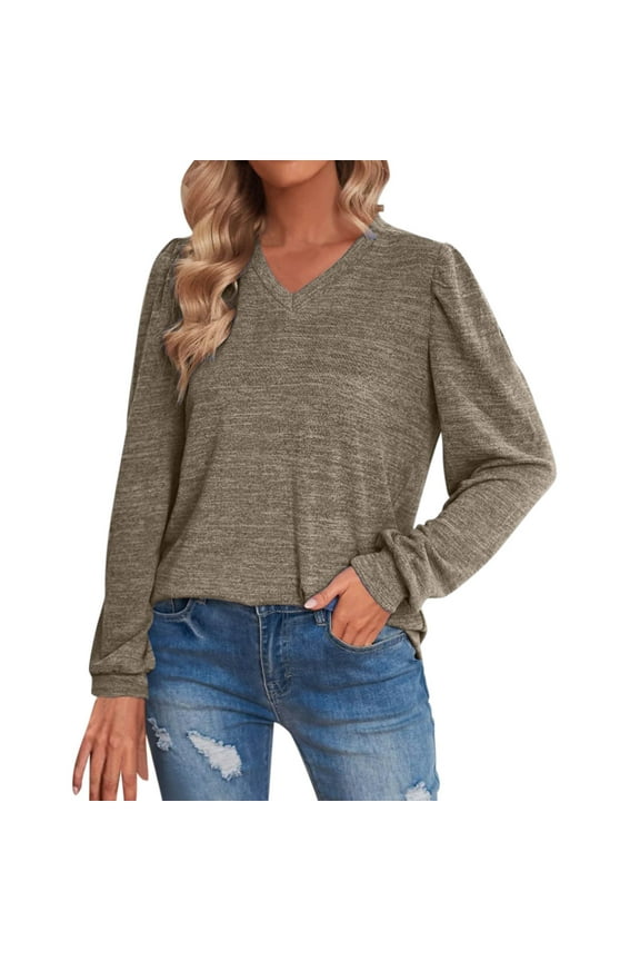 Green T Shirt Women's Casual Boho Ruffle Long Bell Sleeve Tops Tee Shirt